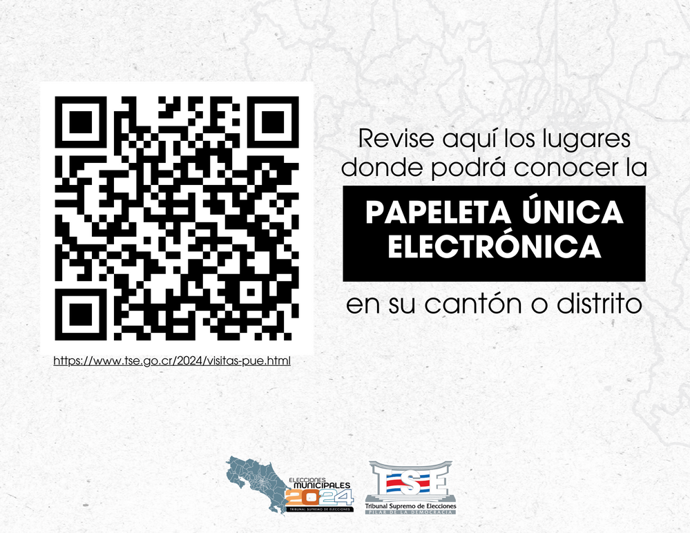 Código QR para conocer las ubicaciones y horarios de plan piloto de Papeleta Única Electrónica